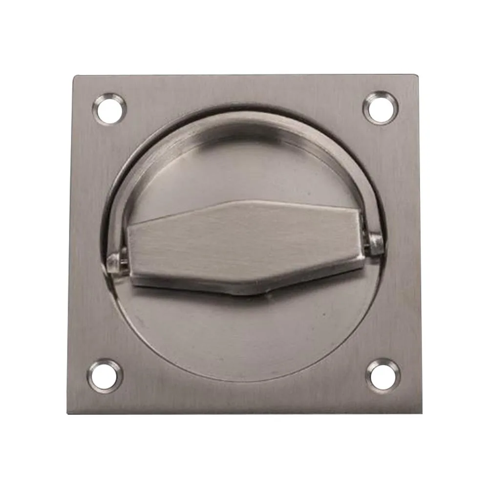 

Flush Square Electric Box Home Ring Pull Handle Stainless Steel Rustproof Recessed Grey Durable Cabinet Door Invisible
