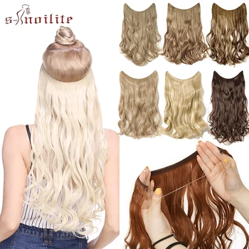 S-noilite Invisible Wire No Clips In Hair Extension Secret Fish Line Hairpiece Natural Long Curly Synthetic Hair Extension Women 1