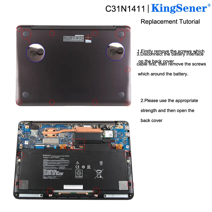 KingSener C31N1411 Аккумулятор для ноутбука Asus Zenbook U305 U305F U305FA U305CA UX305 UX305CA UX305F UX305FA 11,4 V 45Wh