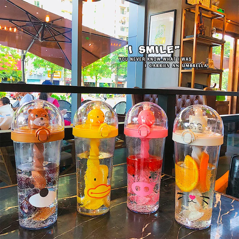

Shaker With Straw Stir Bar Bottle Shake Cup Sports Water Bottles Large Capacity Plastic Fruit Juice Mix Portable Kettle BPA Free