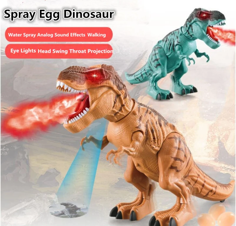 Spray de Água Efeito de Som com Luz Andando Brinquedo Robô Dinossauro Elétrico 47 cm Profection Caminhada Leigos Ovo Fazer 4 Andando brinquedo robô dinossauro elétrico 47 cm