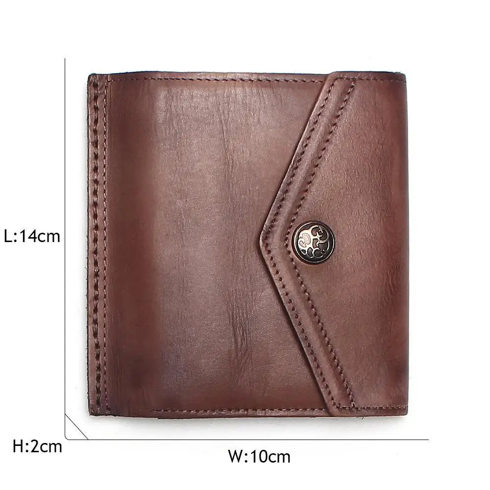 

New Style Genuine Leather Handmade Wallet Short Handbag Retro Full-grain Leather for Both Men And Women Clutch Bag