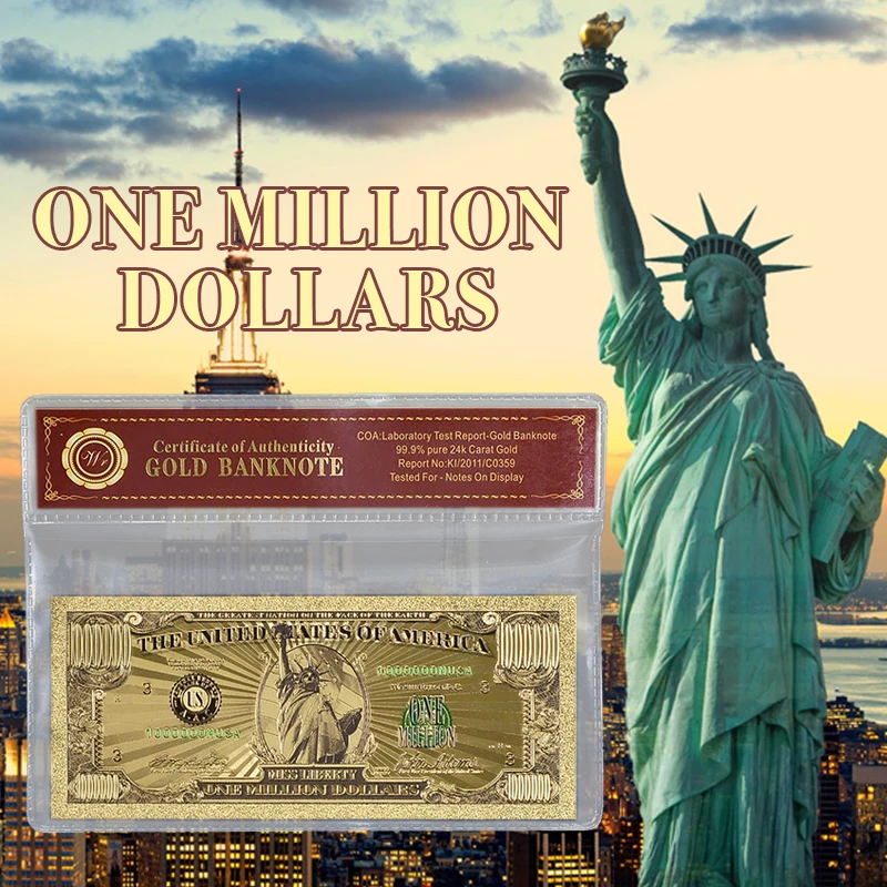 US Gold Banknote Color $1 Million Dollar Currency Bill Banknote With COA -  AliExpress