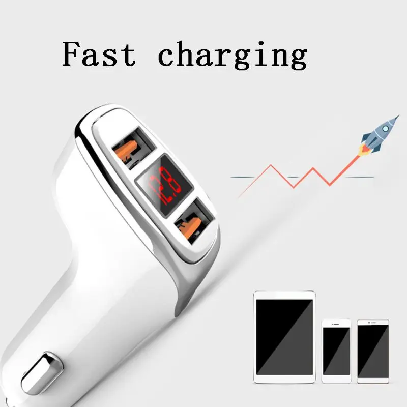 3.1A двойной USB Автомобильное зарядное устройство Быстрая Зарядка адаптер умный ток напряжение дисплей устройства для iPhone мобильных телефонов