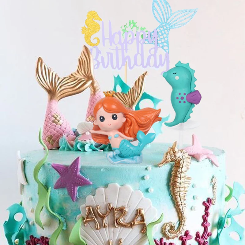 Decorations Sirene Monde De L Ocean Garniture De Gateau D Anniversaire Dessert Fournitures De Decoration Joli Cadeau Pour Enfant Fete A Theme En Plein Air Aliexpress