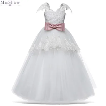 

Tulle Princess Flower Girl Dresses 2020 Kids Wedding Party Pageant Birthday First Communion Gown For Girls White Lace Flower