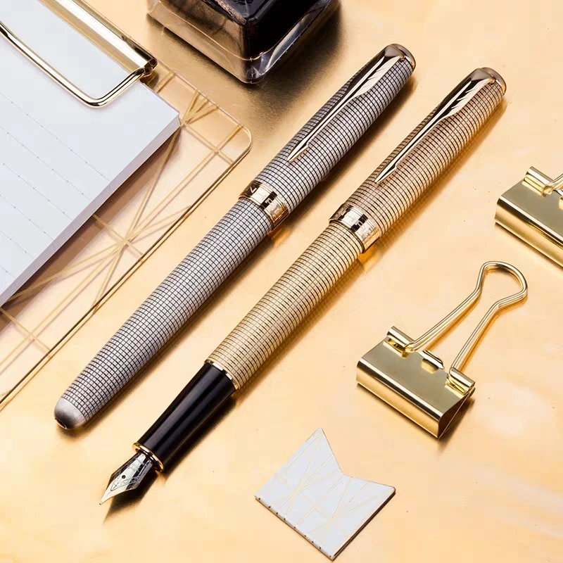 

Jinhao Grid Pattern Fountain Pen Converter Pen F Nib With Arrow Clip