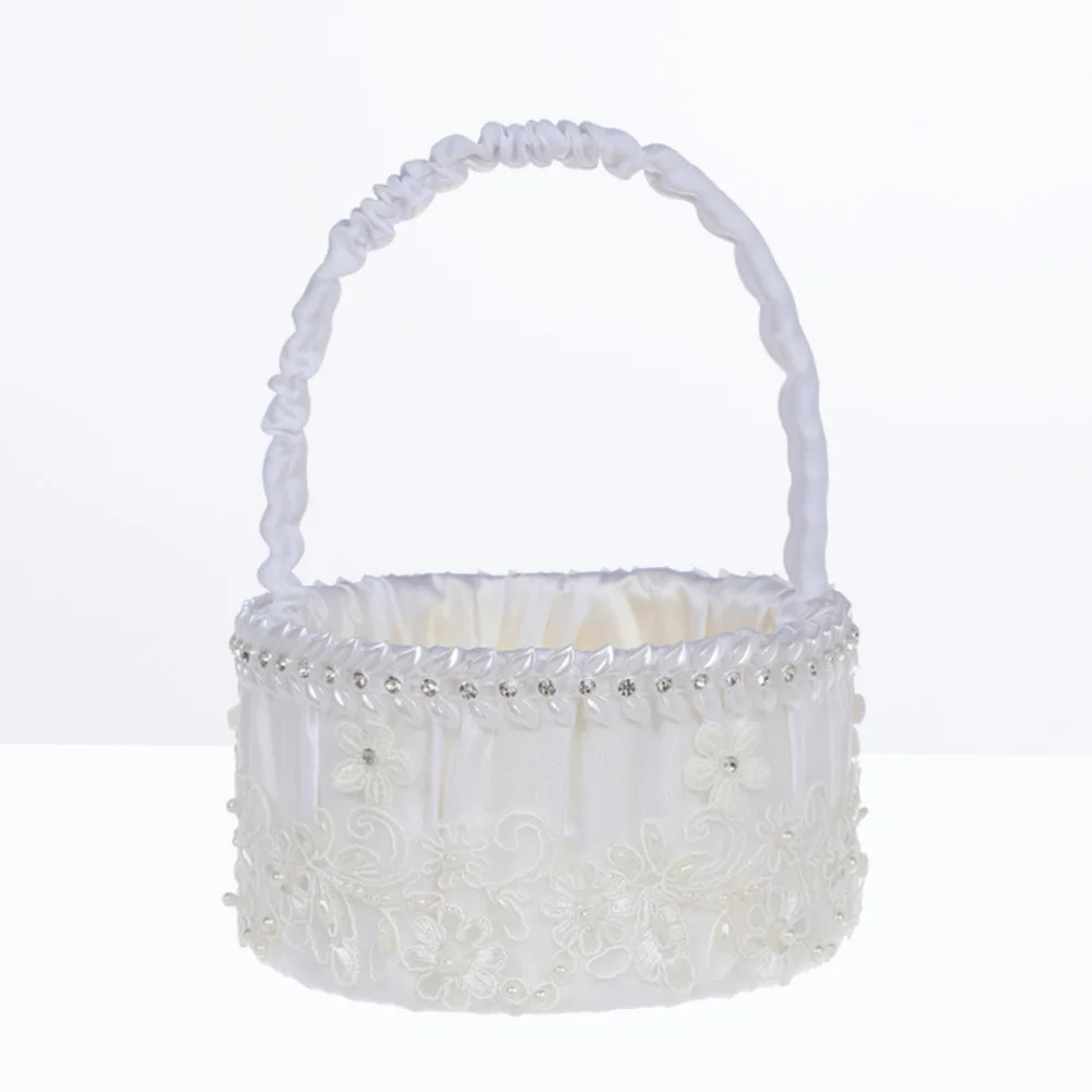 Creative Bride Basket Lace Petals Holder Flower Girl Baskets Photo