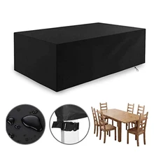 Прямоугольный стол покрытие водонепроницаемый пылезащитный уличная мебель Настольный набор УФ стойкая черная 210D ткань Оксфорд 242x162x100 см