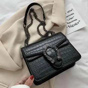 

Stone Pattern PU Leather Crossbody Bags For Women 2020 Small Shoulder Messenger Bag Female Luxury Chain Handbags And Purses
