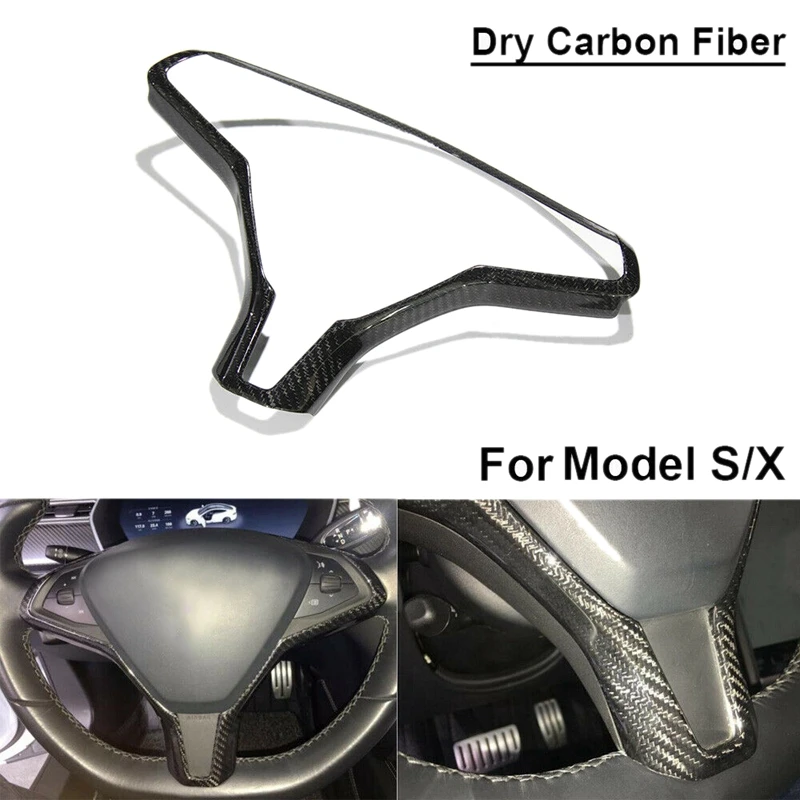 

Carbon Fiber Car Inner Steering Wheel Frame Trim Steering Wheel Modified Decorative Accessories for Tesla Model S Model X 2016 -