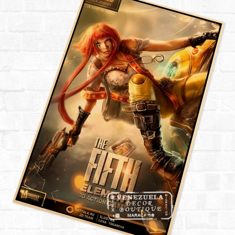 Leeloo Fifth Element Sci fi постер для фильмов Классический ретро винтажный крафт холст DIY