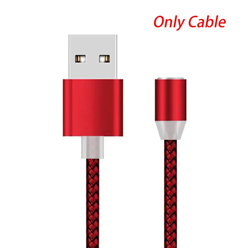Only Cable Red Магнитный зарядный кабель 1 м 2 м, кабель Micro USB для samsung Galaxy A50 A70, Магнитный зарядный кабель usb type C, светодиодный шнур для зарядки - Цвет: Only Cable Red