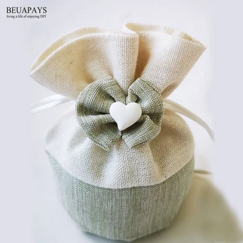 

20pcs candy box wedding decoration Creative round bottom bag with drawstring polyester hand bow sail bag custom Christmas gift
