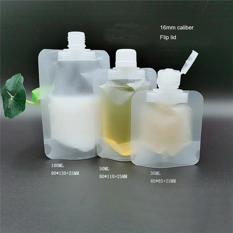 

Clamshell Packaging Bag For Girls Women Stand Up Spout Pouch Plastic Hand Sanitizer Shampoo Makeup Fluid Bottles Travel Bag