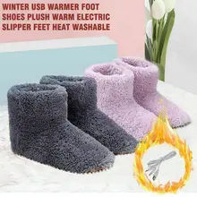 Winter USB Wärmer Fuß Schuh Plüsch Warme Elektrische Pantoffel Füße Beheizte Waschbar Warm Fluffy Wiederaufladbare Booties Neue Ankunft 2020