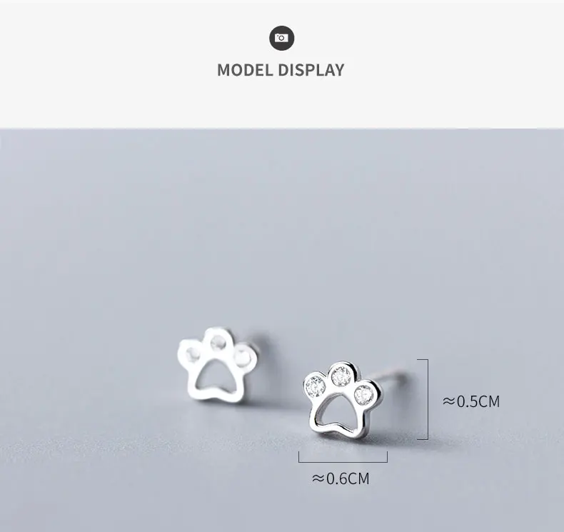Dog Paw Stud Earrings For Women Silver 925 Minimalist Fine Women's Earrings Jewelry - PeticaDeals