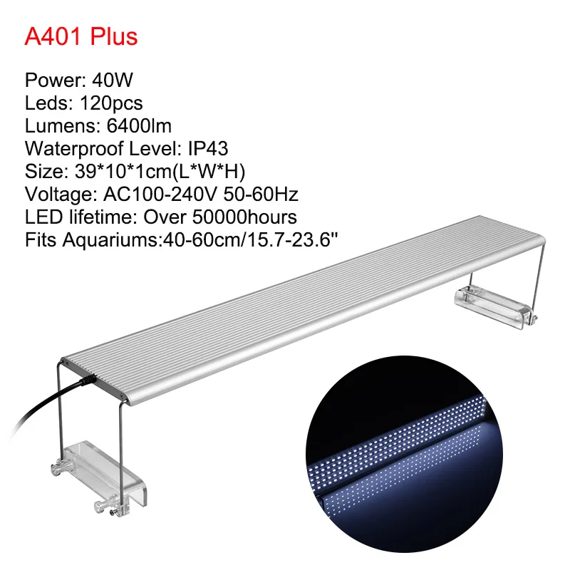 Nicrew 30 см-70 см Chihiros A PLUS серия аквариум Светодиодная лампа для роста растений - Цвет: A401 Plus