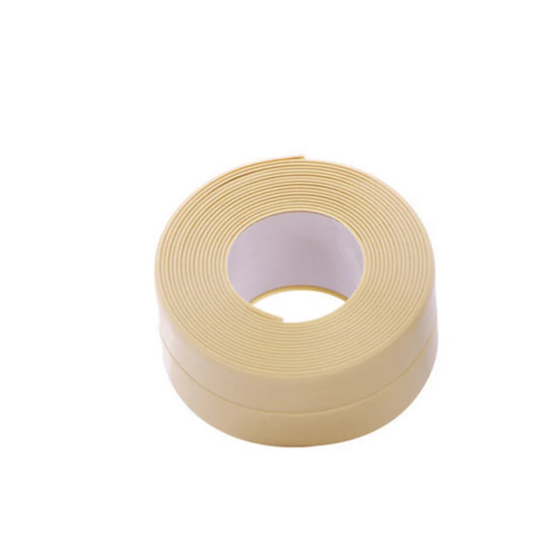 cream color 1 рулон ПВХ ванная комната стены уплотнительная полоса водонепроницаемый Плесень Клей Кухня Раковина край самоклеющиеся Регулировка ленты ванная комната - Цвет: cream color