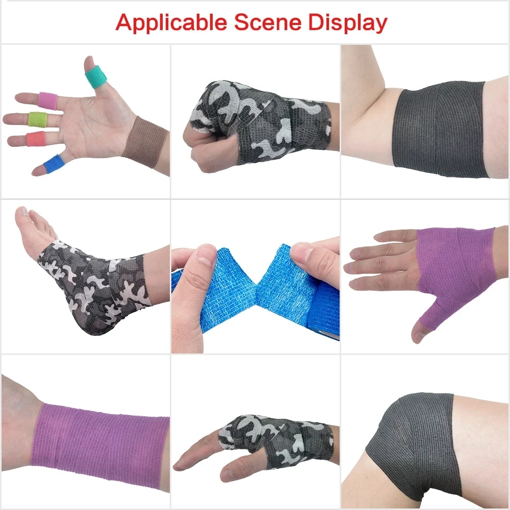 4.8m Camouflage Benda Elastica Caccia Travestimento Elastoplast Wrap Tape Auto Adesivo Protezione Sportiva Caviglia Ginocchio Dito Braccio Benda - immagine 3