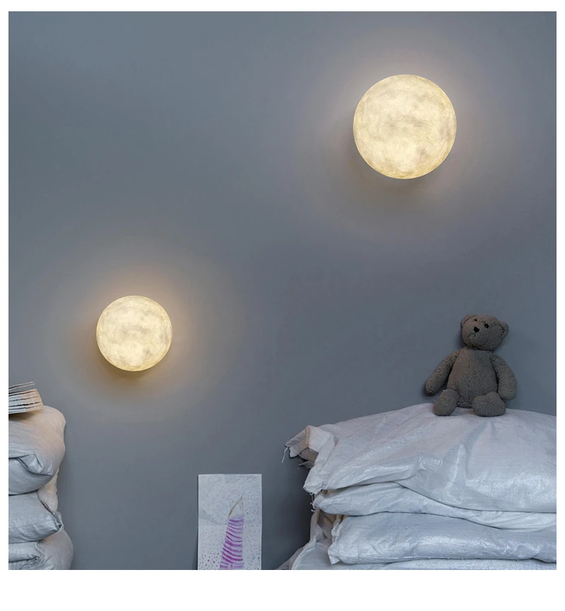 Moon wall lamp Nordic living room decoration lamps simple and creative moon lamp study bedroom bedside wall lamp wall lamp light