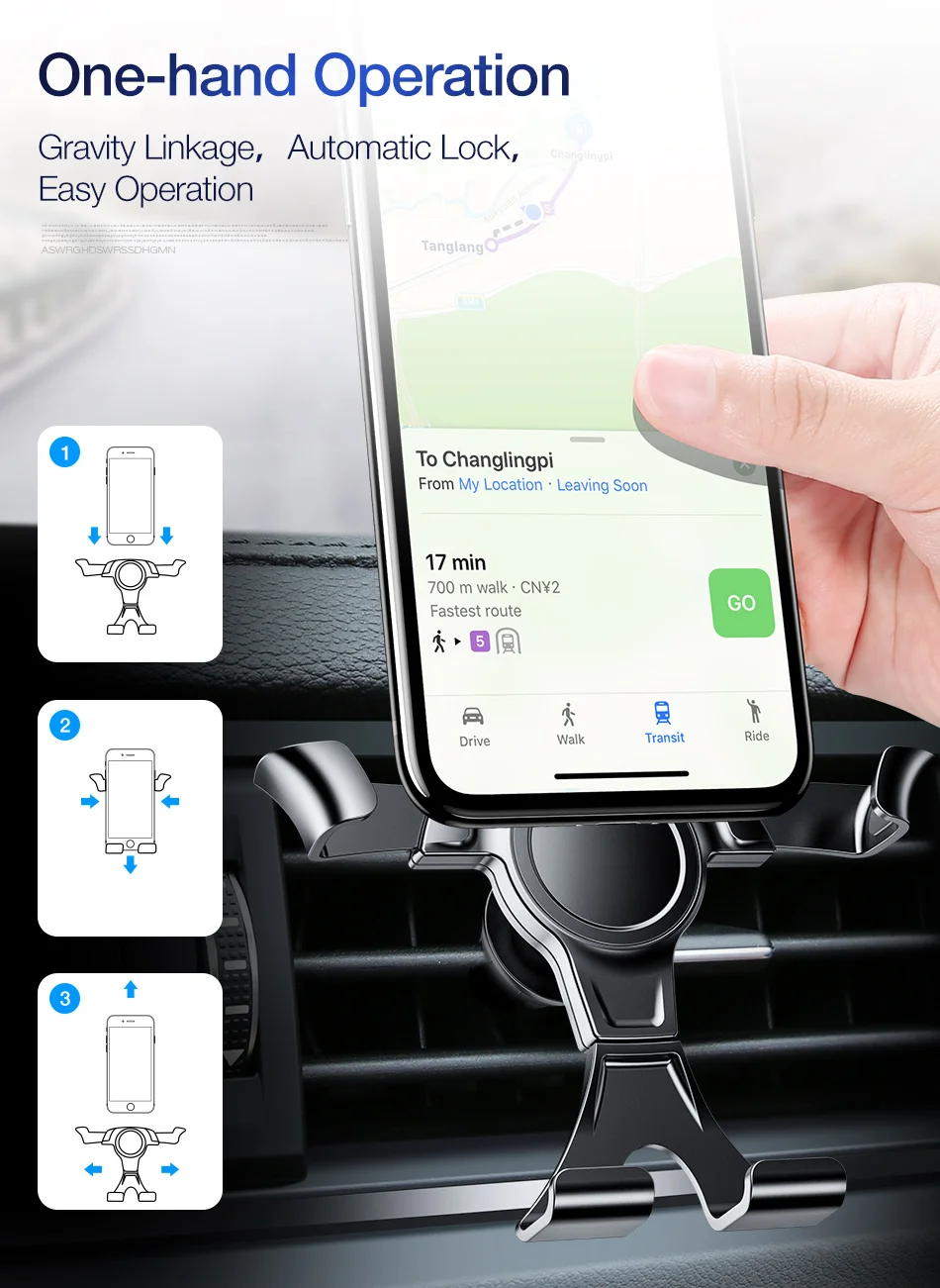 Универсальный гравитационный Автомобильный держатель для телефона, держатель на вентиляционное отверстие автомобиля, подставка для iPhone 7 8 X XS samsung, автомобильный держатель