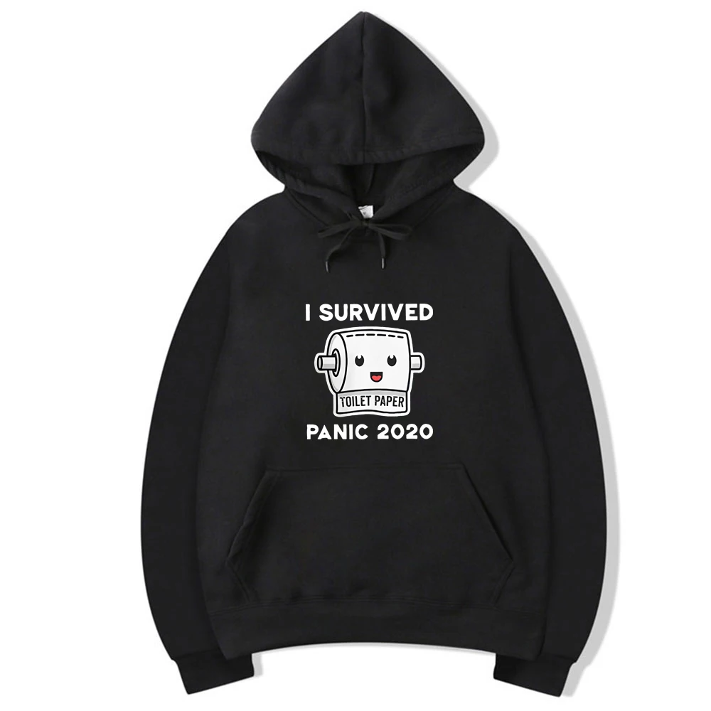 

Toilet Paper Hoodie Shortage Flu Panic 2020 I Survived Funny Novelty Sweatshirt EU Size Pure Cotton Hooded Hoodies Streetwear