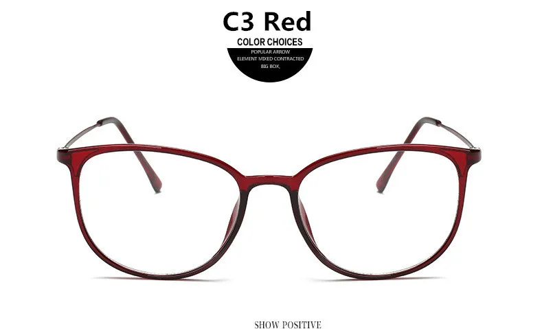 7 цветов-0,5-1,0-To-6,0 сверхлегкие TR90 готовые очки для близорукости для женщин и мужчин ретро овальные студенческие близорукие очки - Цвет оправы: Красный