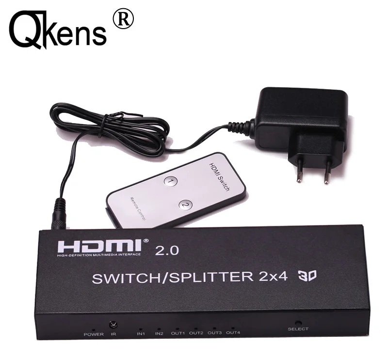 HDMI 2 0 3D 2X4 переключатель сплиттер в 4 Out SPDIF аудио видео конвертер монитор
