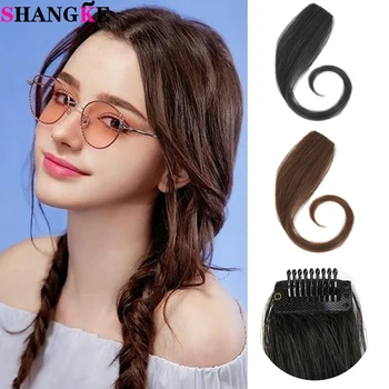 

SHANGKE 100% Human Hair Bangs Clip In Side Bangs Fringe Black Brown Natural Hair Accessories Hair Extensions For Women