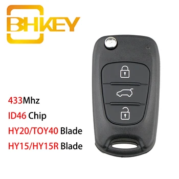 

BHKEY 433Mhz for Hyundai key TOY40/HY20/HY15/HY15R Blade Car Keys For Hyundai K2 I30 Tucson Elantra Flip key For Car ID46 Chip