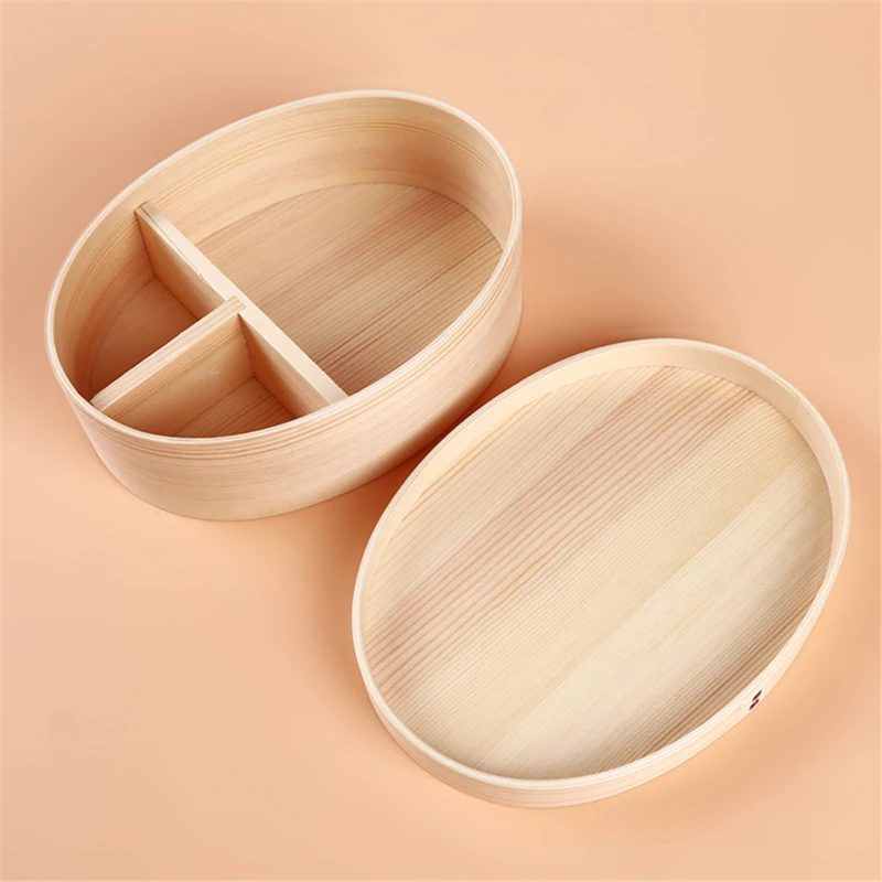 Single/double Layer Log Color Portable Box Lunch Box Wooden Bento Food Container Kitchen Accessories