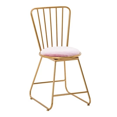 Стул для макияжа обеденный стул туалетный столик стул Железный арт современный простой кухонный Гостиная Спальня Кофе в помещении чай обеденный стул - Color: Sector Pink  Fabric