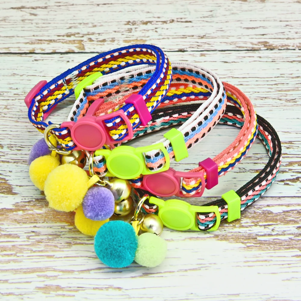 Cat Collar Customized Nylon Kitten Collar Personalzied Puppy ID Tag Collars Quick Release Cat Necklace Cat Accessories