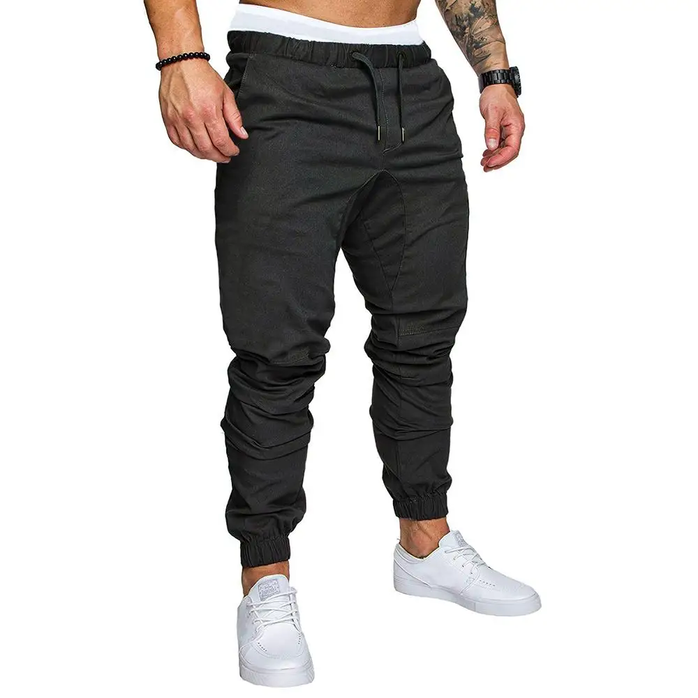 Black 1809A-3434-P35 Мужские штаны для бега Sweats спортивные фитнес спортивные брюки прилегающего кроя однотонные повседневные узкие брюки, штаны - Цвет: Black 1809A-3434-P35