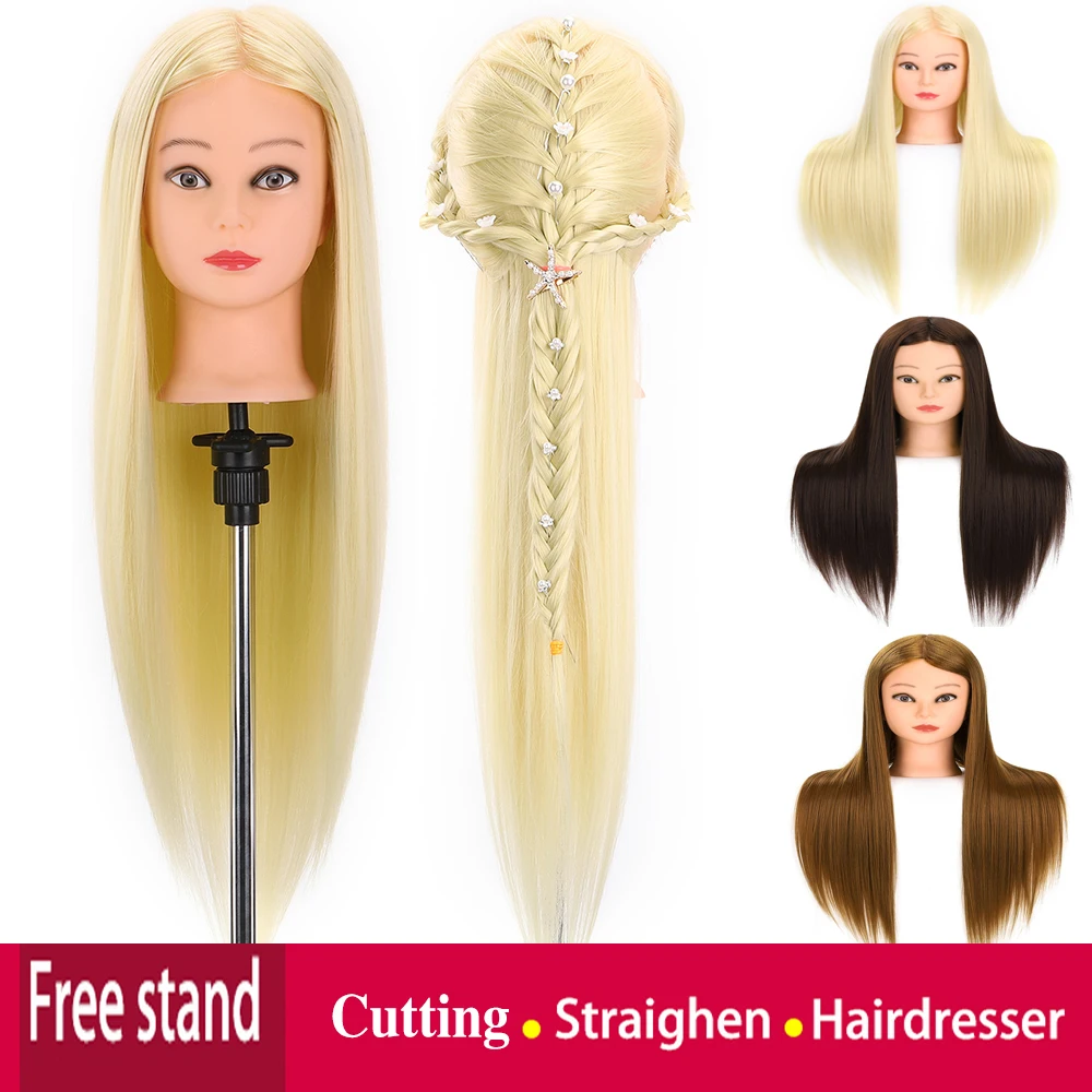 

21" Professional Training Head with Long Thick Hairs Practice Madeup Hairdressing Mannequin Dolls Styling Maniqui Tete for Sale