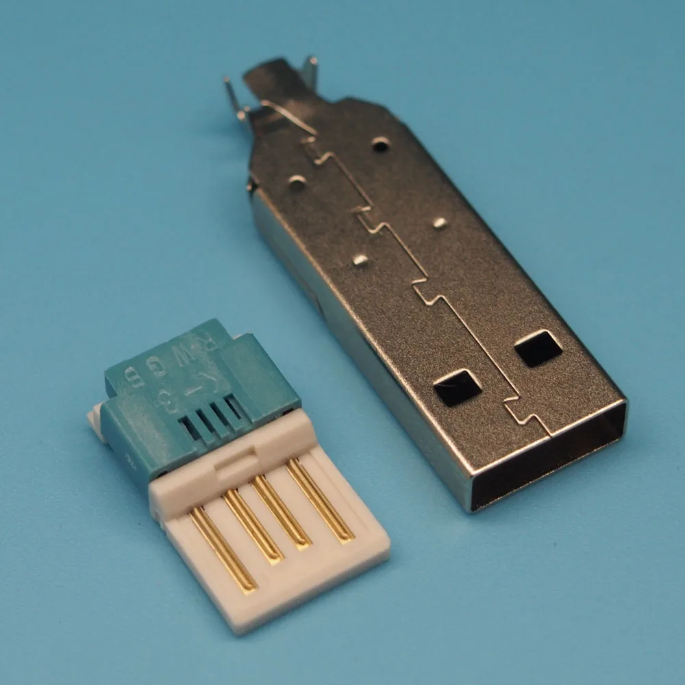 10set 2 IN 1 USB A Male Plug Solderless long type metal shell press