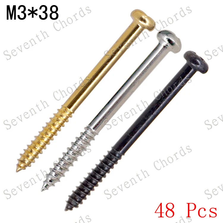 48 Pcs 3 Colour M3*38mm Electric Bass Guitar Pickup Mounted Adjust Height Screws | Спорт и развлечения