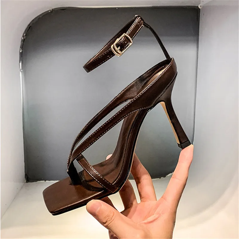 

Fashion Clip Toe Ladies Sandals Shoes Black Buckle Strap Stiletto High Heels 2020 New Gladiator High Heels Sandals Women Shoes