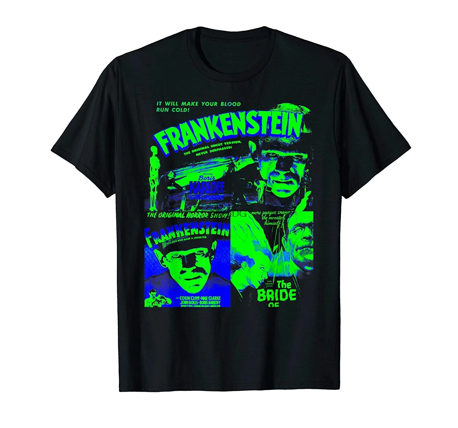 Красочный коллаж Frankenstein-Винтажная футболка из фильма ужасов (1) | Мужская одежда