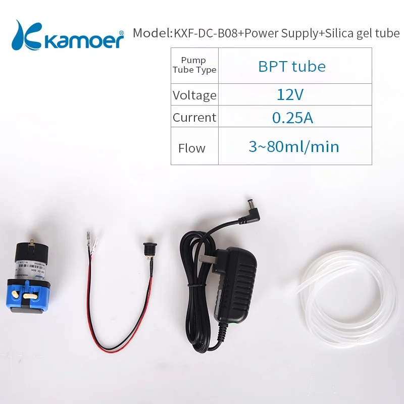 KXF-DC-B08-Suit Kamoer KXF 6 в/12 В/24 В мини перистальтический водяной насос с двигателем постоянного тока и небольшой поддержкой размера самовсасывающий - Напряжение: KXF-DC-B08-Suit