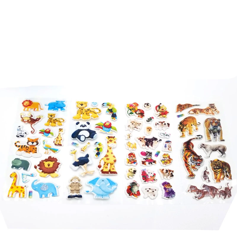 5 листов, классические игрушки, 3D объемные мультипликационные наклейки животных, фрукты, бабочки, машины, клейкие ПВХ наклейки, детские игрушки для девочек и мальчиков, лучший подарок - Цвет: Animal