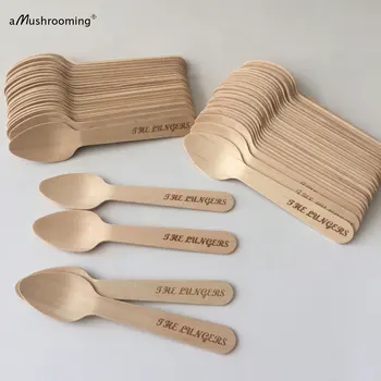 

150 Wooden Spoons Personalized laser etched Birthday Party Spoon Dessert Cake Mini Spoons Baby Baptism Bridal Shower Decor