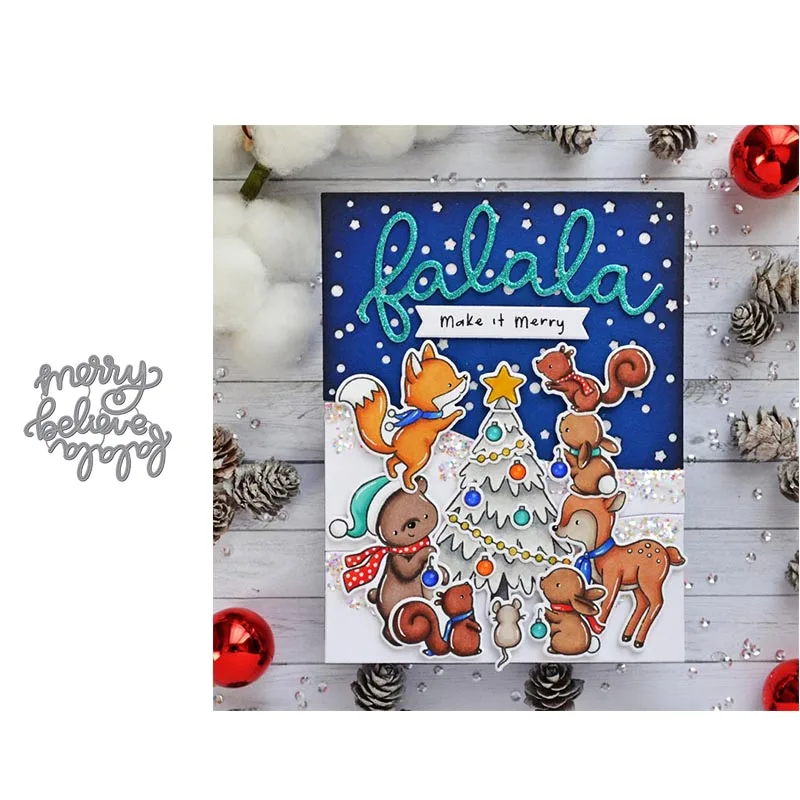 Металлические режущие штампы merry believe falala words cut die mold Скрапбукинг Бумага для