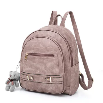 

HANSOMFY solid pu leather backpack women bag large school back pack female Bagpack Ladies back bag youth College Wind 2019 CY-98
