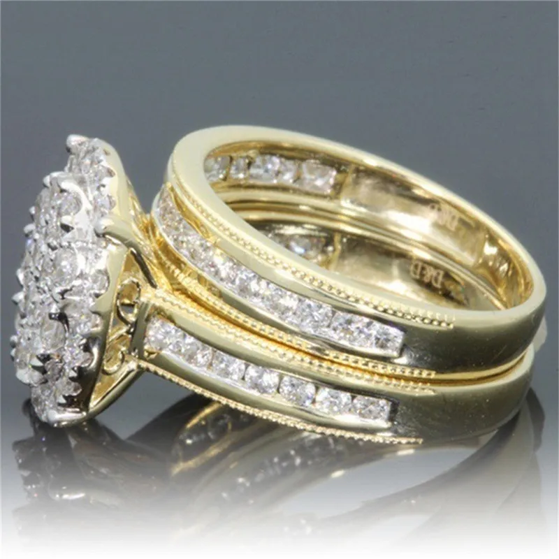 CC набор колец для женщин кубический цирконий круглый камень Свадебное обручальное кольцо пара кольцо Свадебные аксессуары Прямая CC2372