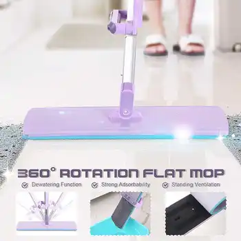 

360 Rotating Washing Flat Mop Lazy Wet & Dry Free Hand Mop Squeezing Strong Water Absorption Floor Cleaner Household Cleaning