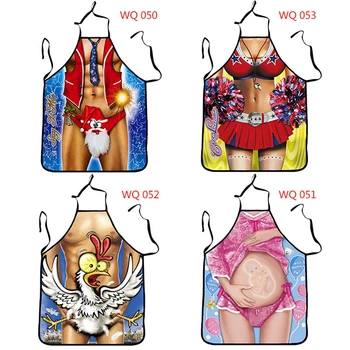 

3D Polyester Funny Apron Home Cooking Aprons for Woman Christmas Gift Sexy Men Apron Colorful Kitchen Baking Cleaning Tools