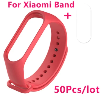 

50Pcs/lot Wristband for Xiaomi Band 3 and 4 Strap Films Watch Silicone Strap Bracelet Four Xiomi Xaiomi Xiami Xaomi Xaiomy