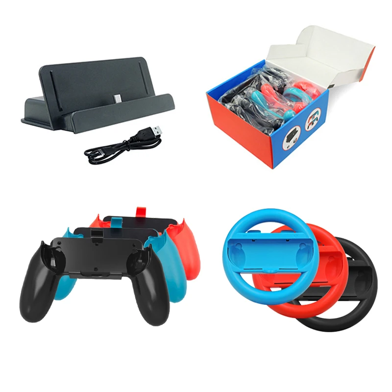 10 IN 1 Controller Grip Joy-Con Case Steering Wheel Joystick Handle Charger Stand Holder For Nintend Switch Game Accessories Kit